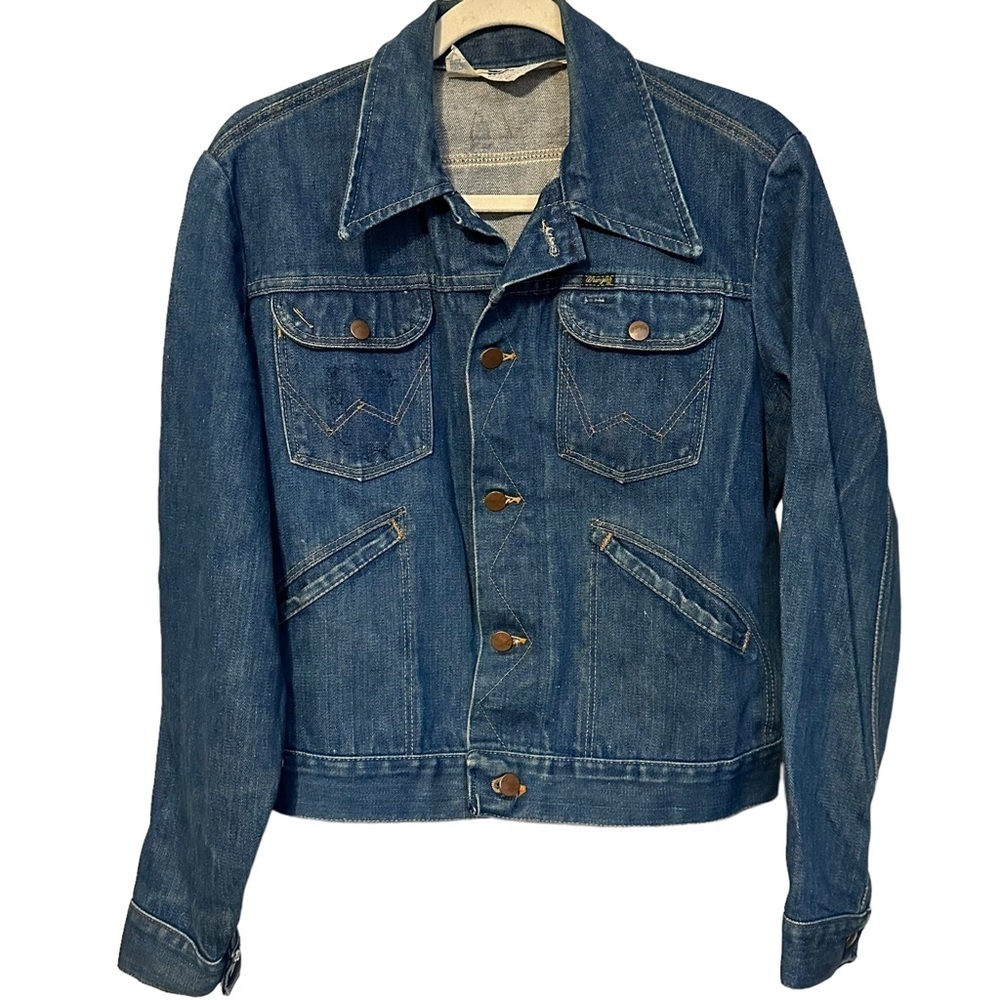 Wrangler No Fault Denim 100% Cotton with Sanfor Set Trucker Jacket Size 38